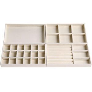 Velvet Jewelry Display Stackable Organizer case Set of 4 Adjustable Trays NWT